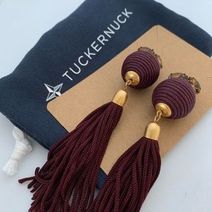 Tuckernuck burgundy lantern and tassel earrings
